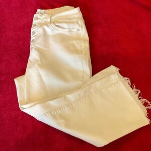 Judy Blue Cream High-Rise Cropped Button-Fly Jeans